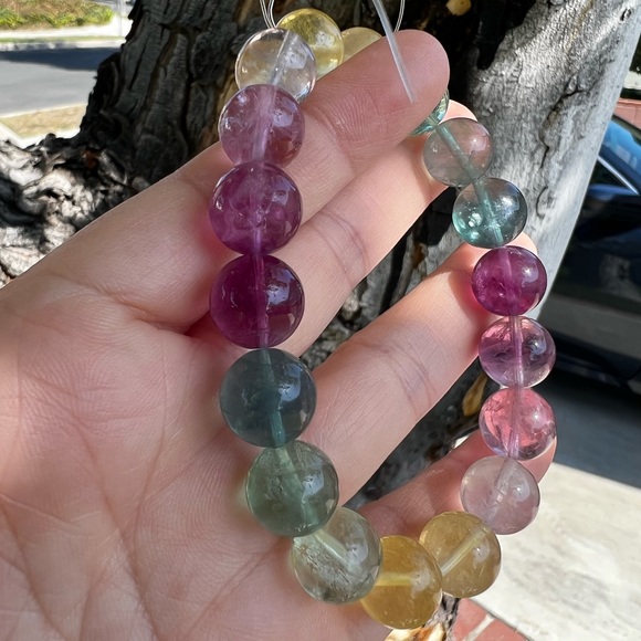 Mixed Color Fluorite Bead Bracelet - Picture 7 of 9